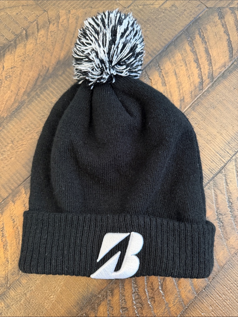 Bridgestone Black Knit Pom Beanie with Logo